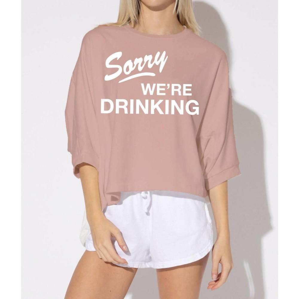 NEW SUBURBAN RIOT sorry we're drinking sweatshirt in light pink